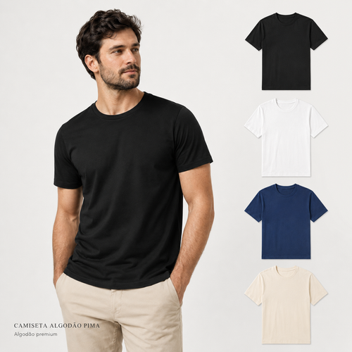 Camiseta Masculina Algodão Pima