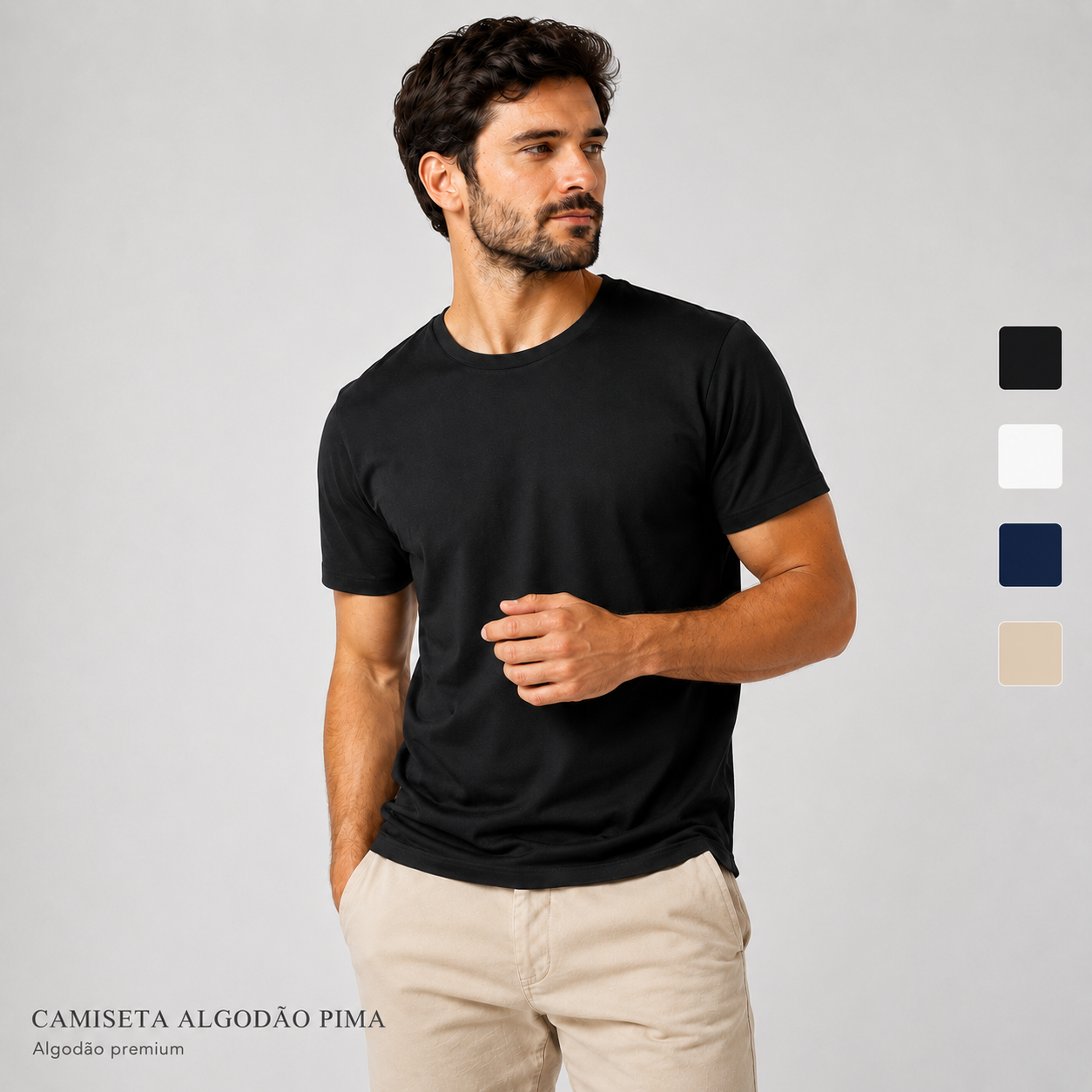 Camiseta Masculina Algodão Pima