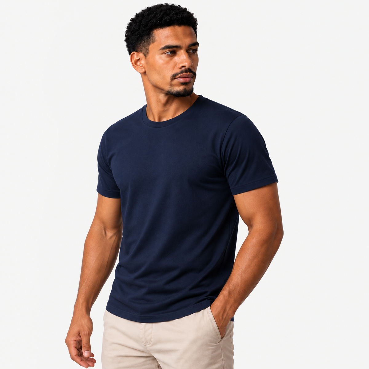 Camiseta Masculina em Malha Peruana 40.1 com Elastano