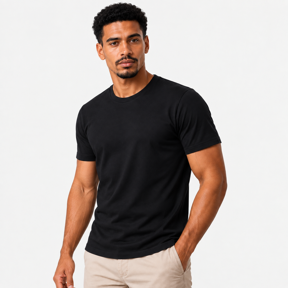 Camiseta Masculina em Malha Peruana 40.1 com Elastano