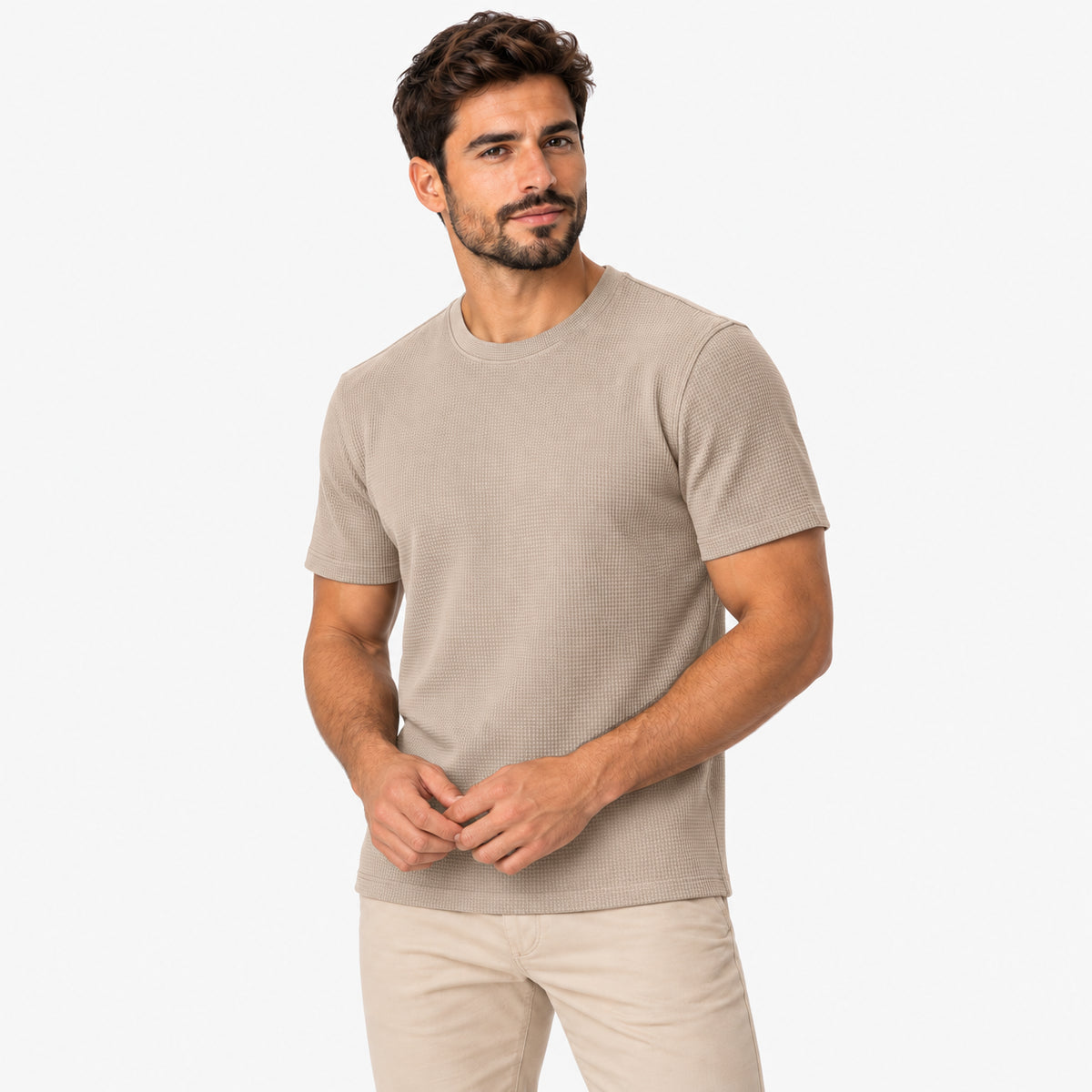 Kit 4 Camisetas Masculinas Texturizadas em Malha Waffle