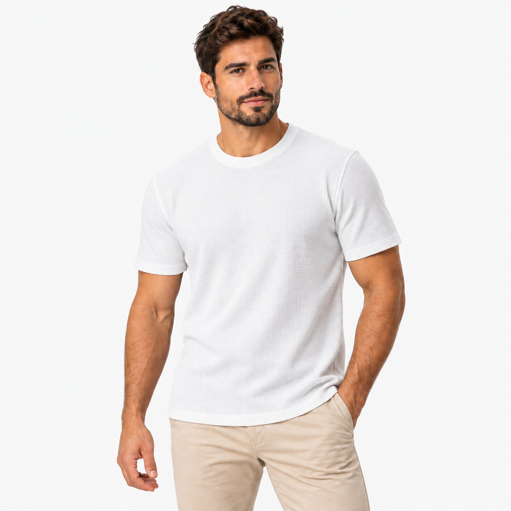 Kit 4 Camisetas Masculinas Texturizadas em Malha Waffle