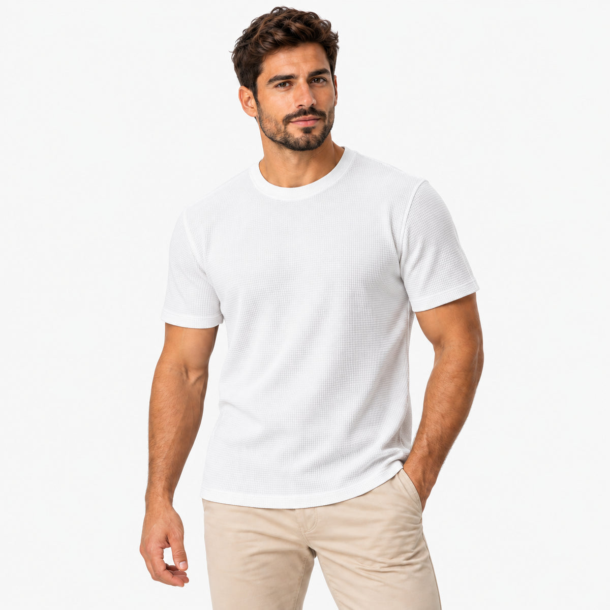 Kit 4 Camisetas Masculinas Texturizadas em Malha Waffle