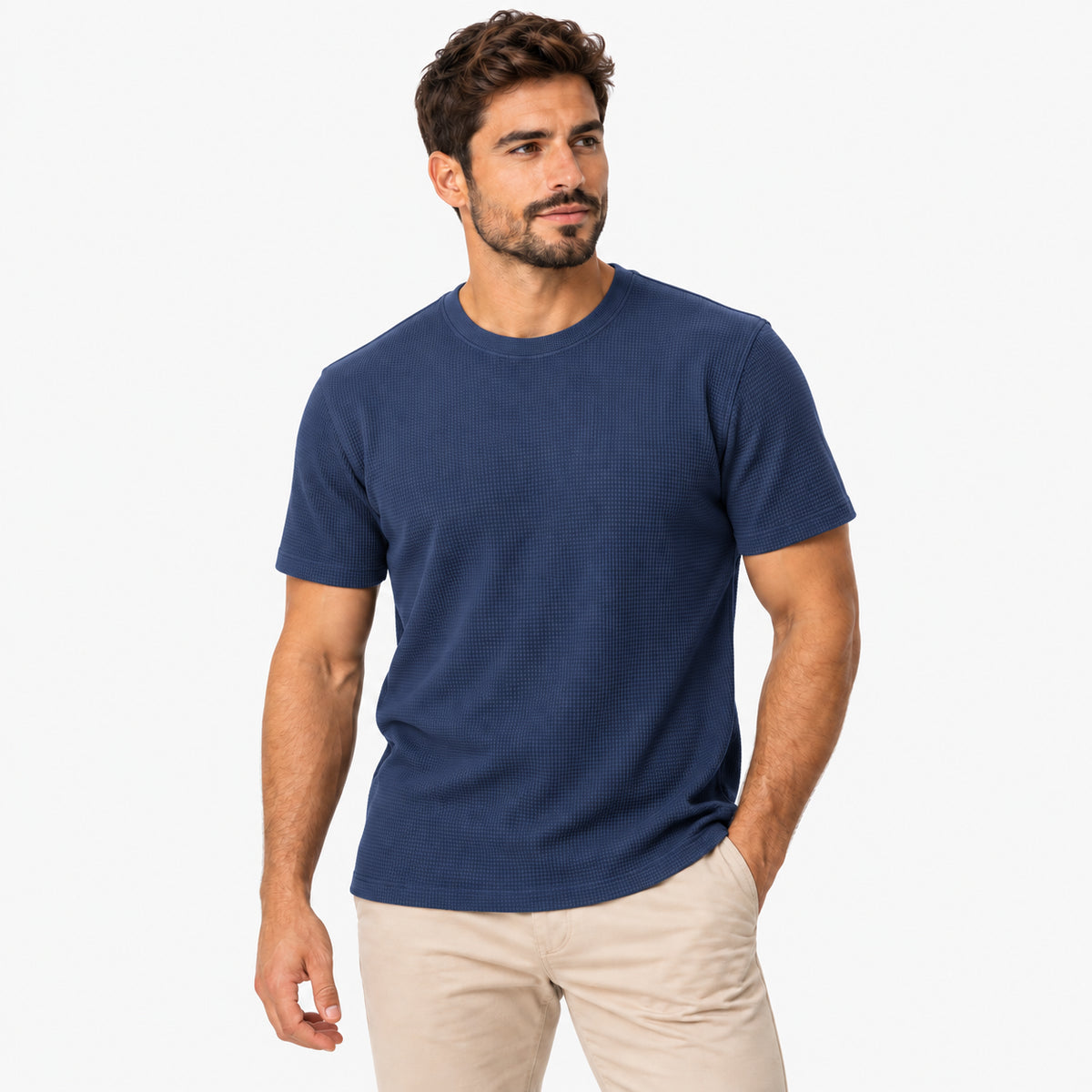 Kit 4 Camisetas Masculinas Texturizadas em Malha Waffle