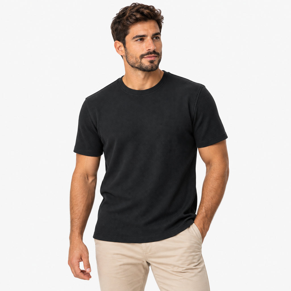 Kit 4 Camisetas Masculinas Texturizadas em Malha Waffle