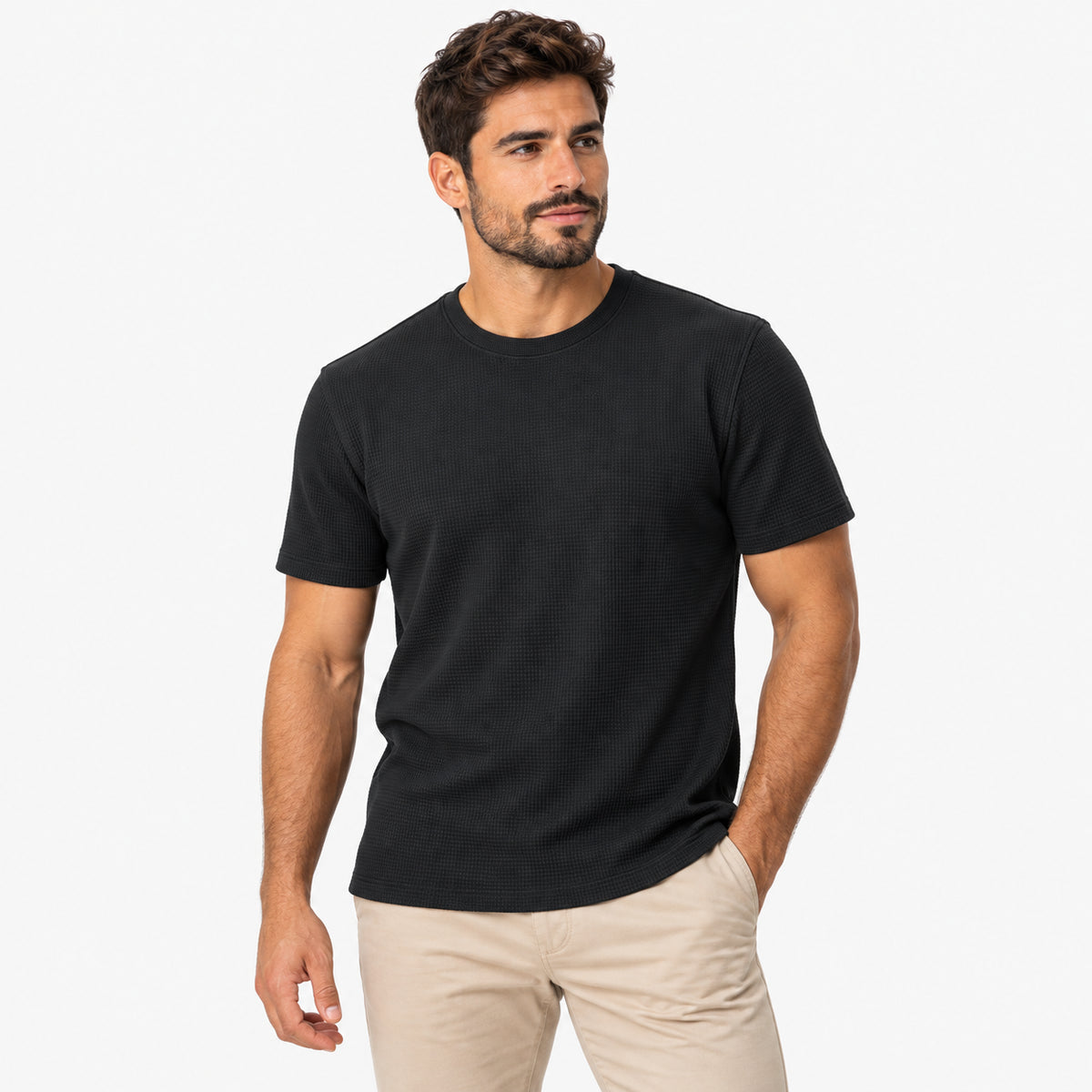 Kit 4 Camisetas Masculinas Texturizadas em Malha Waffle