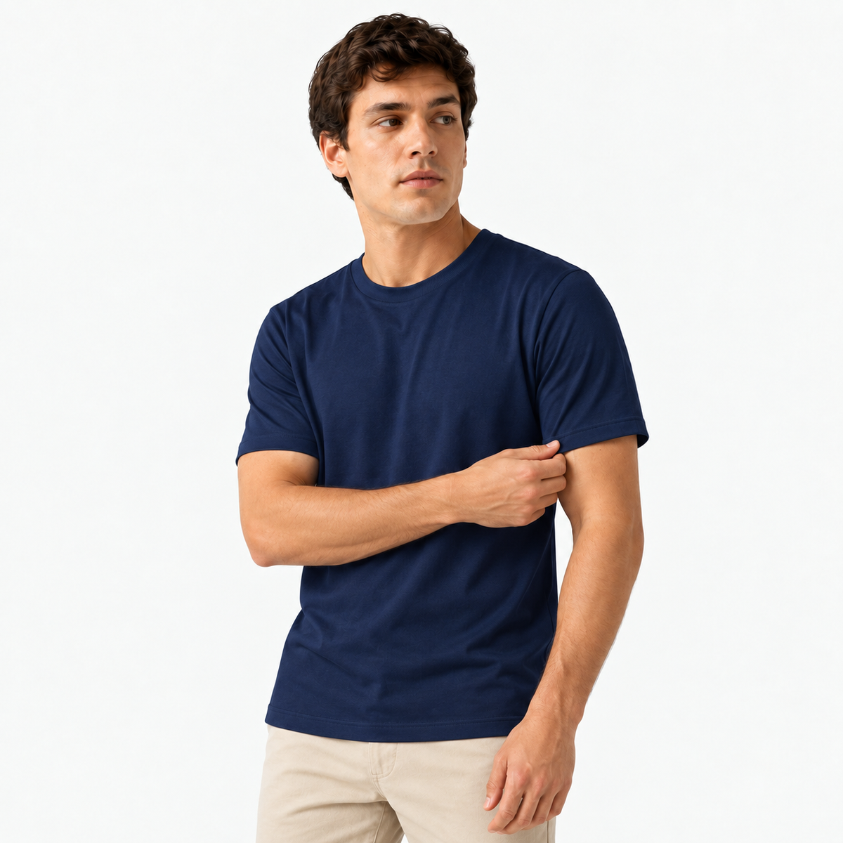 Camiseta Masculina de Algodão 30.1 Penteado