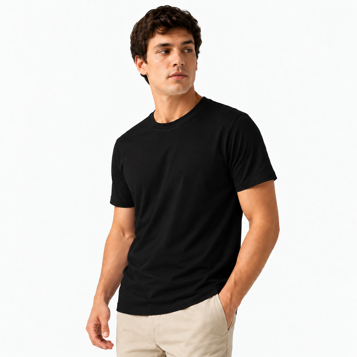 Camiseta Masculina de Algodão 30.1 Penteado