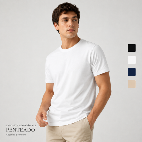 Camiseta Masculina Algodão 30.1 Penteado