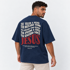 Camiseta Masculina Oversized Estampa Cristã Jesus Salva