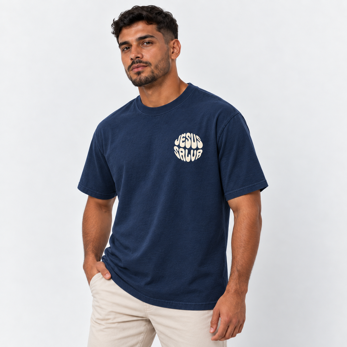 Camiseta Masculina Estampa Cristã Jesus Salva