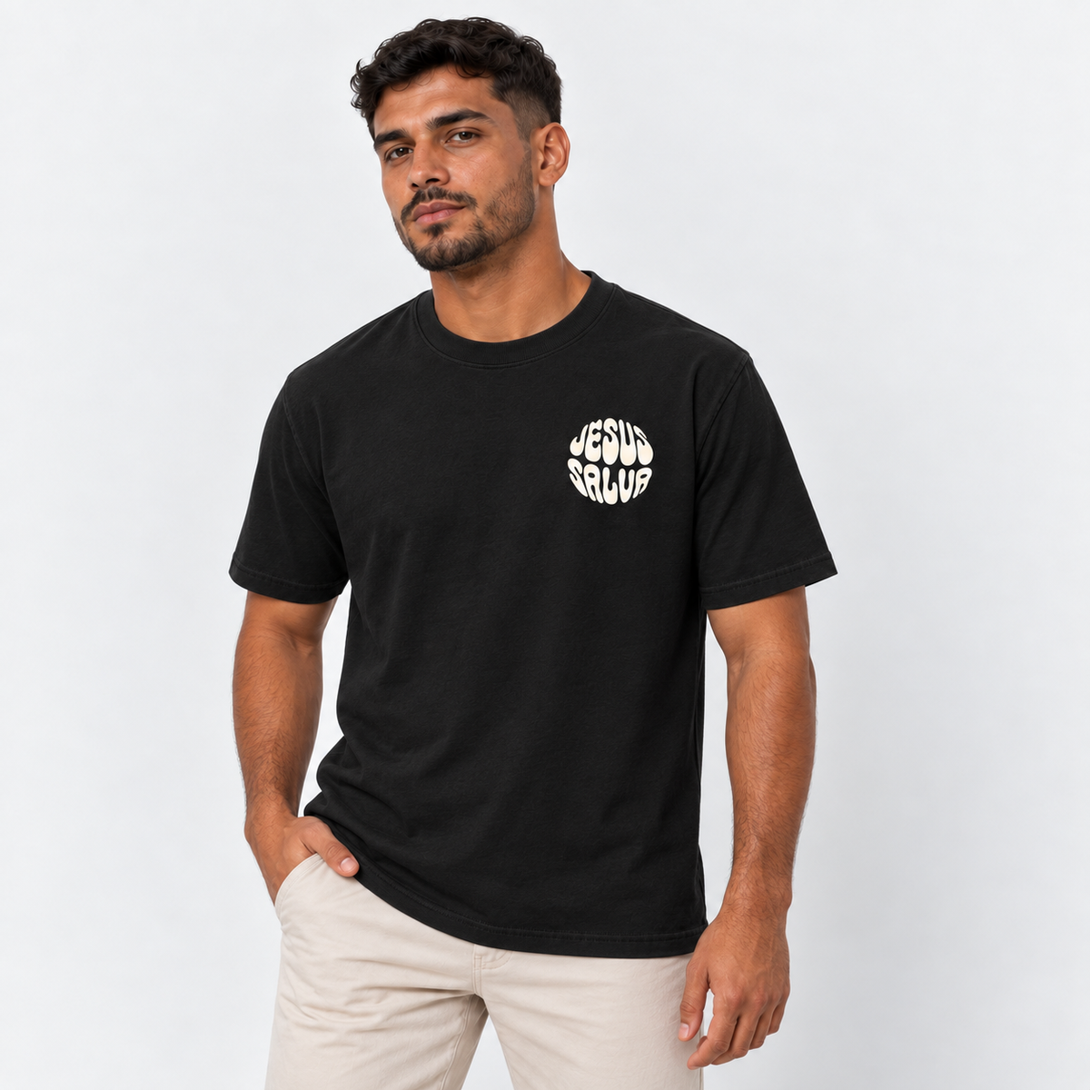 Camiseta Masculina Estampa Cristã Jesus Salva