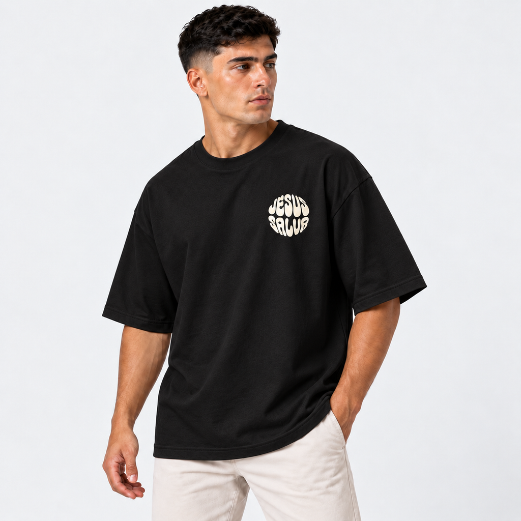 Camiseta Masculina Oversized Estampa Cristã Cristo Vive