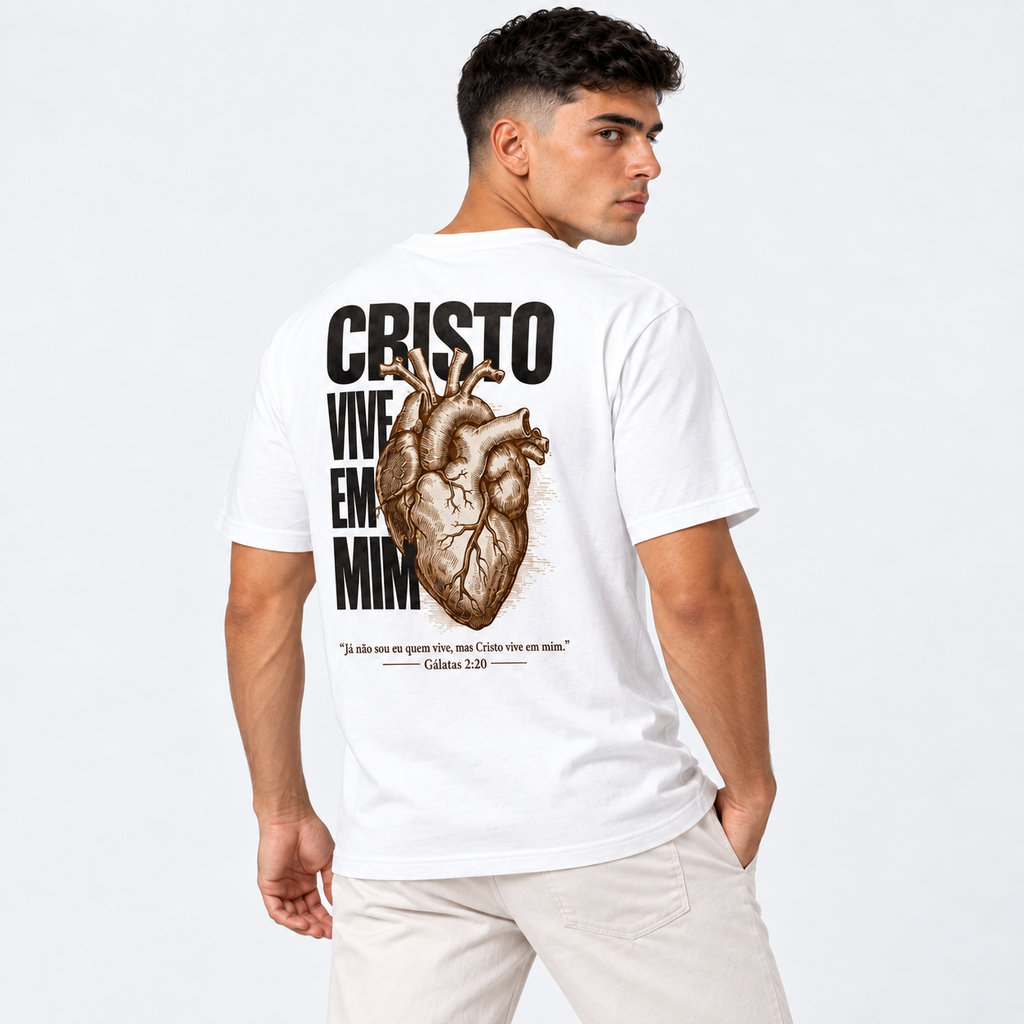 Camiseta Masculina Estampa Cristã Cristo Vive