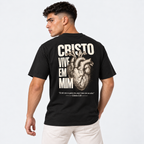 Camiseta Masculina Estampa Cristã Cristo Vive