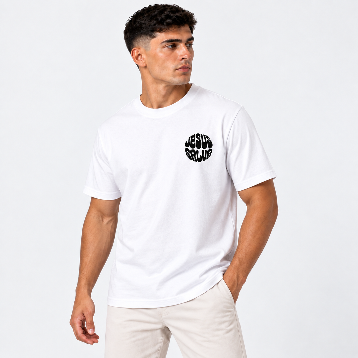 Camiseta Masculina Estampa Cristã Cristo Vive