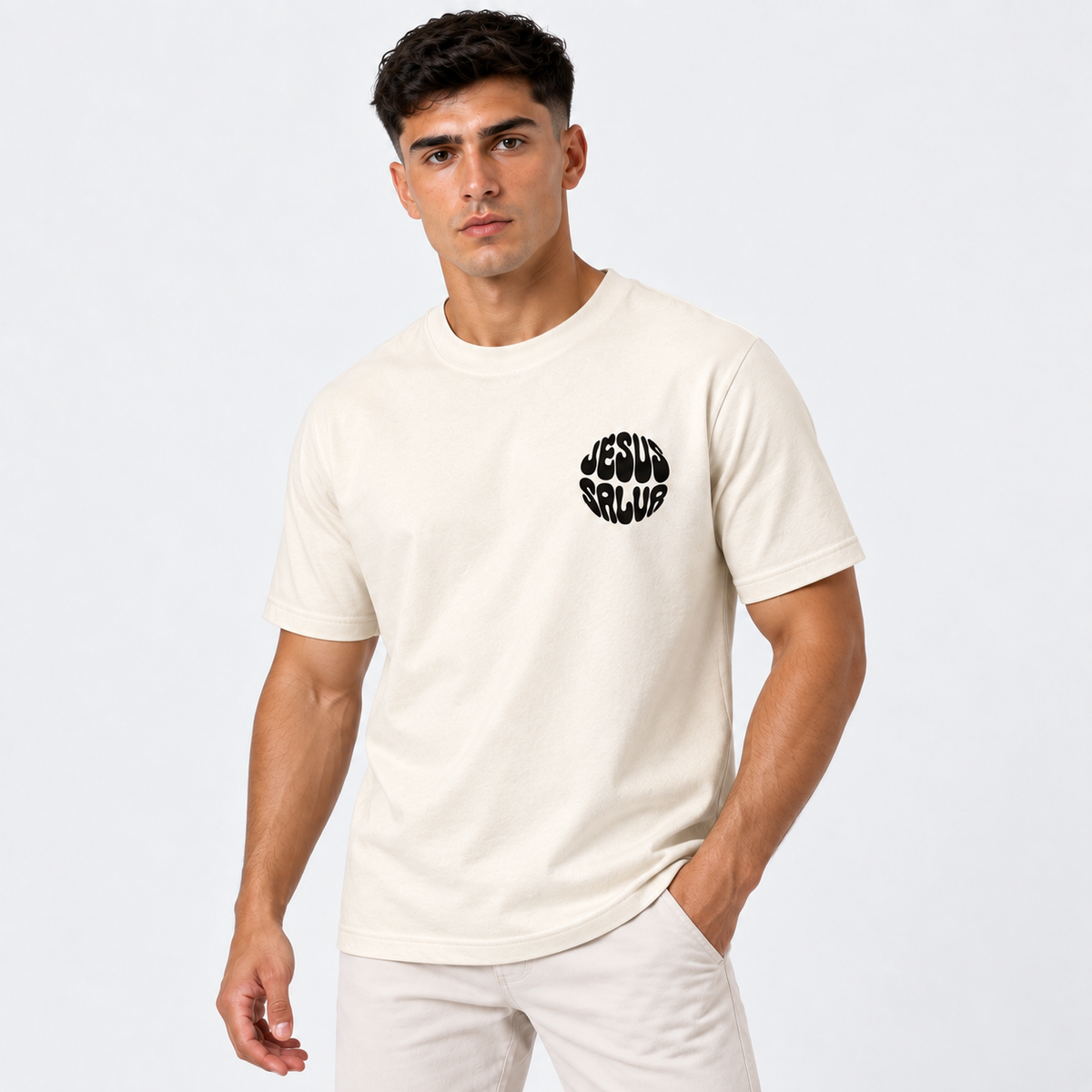 Camiseta Masculina Estampa Cristã Cristo Vive