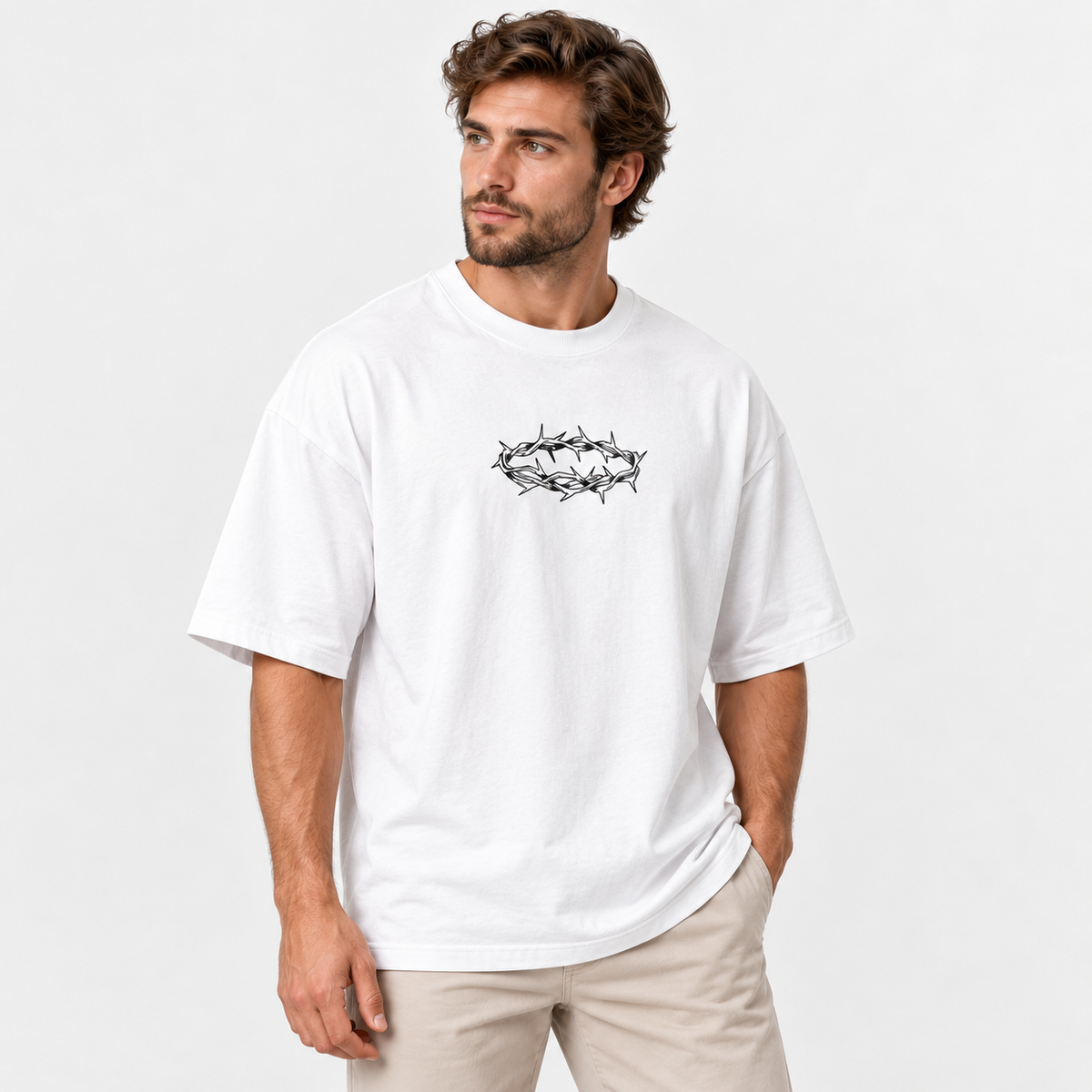Camiseta Masculina Oversized Estampa Cristã Verdade e Vida