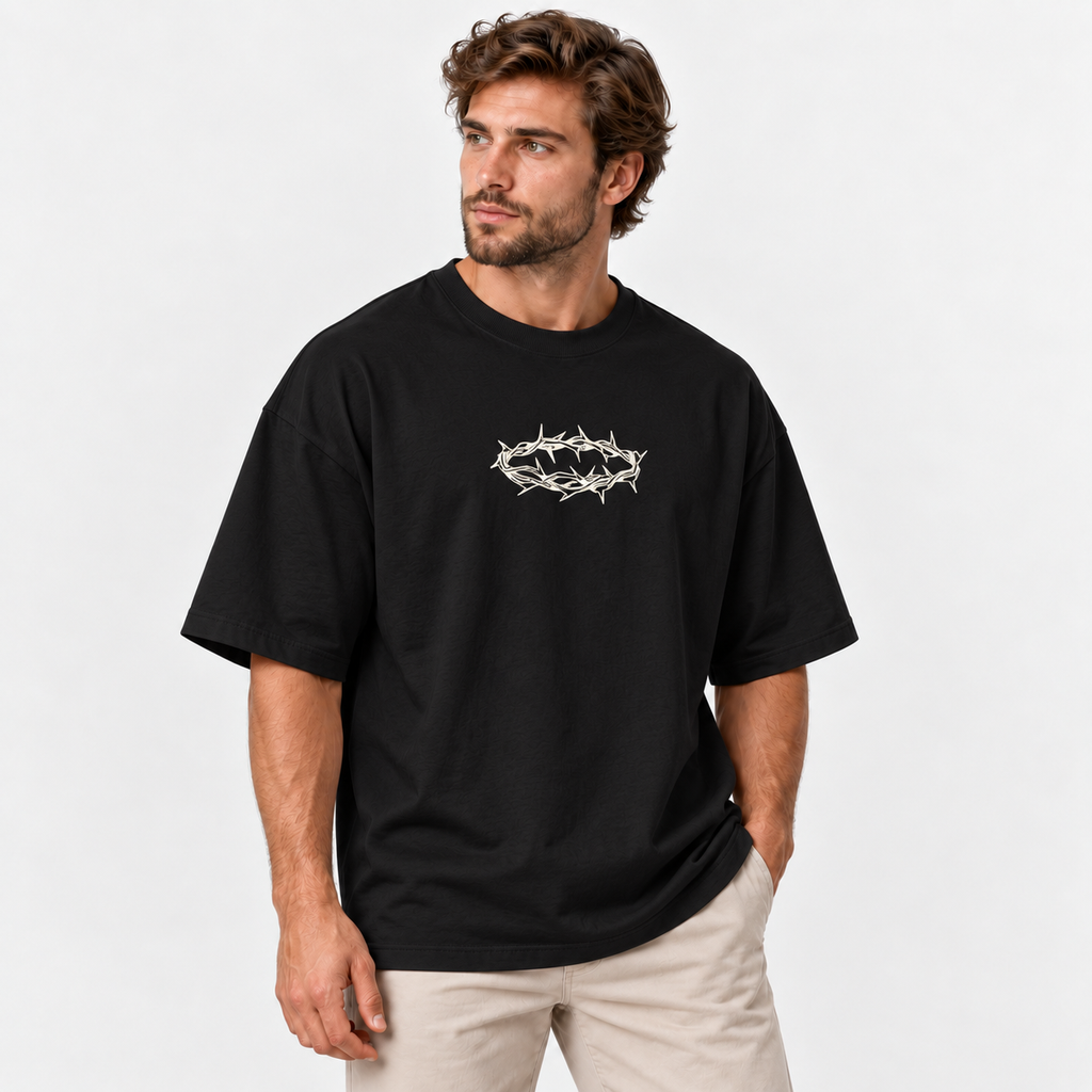 Camiseta Masculina Oversized Estampa Cristã Verdade e Vida