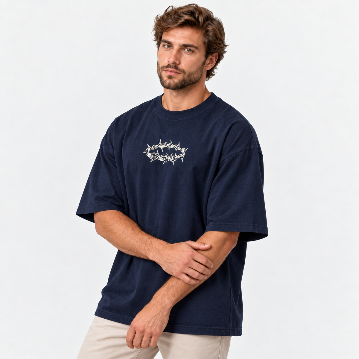 Camiseta Masculina Oversized Estampa Cristã Verdade e Vida