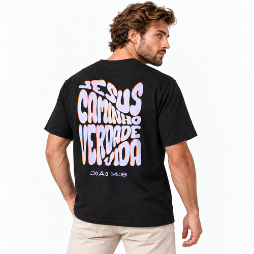 Camiseta Masculina Estampa Cristã Verdade e Vida