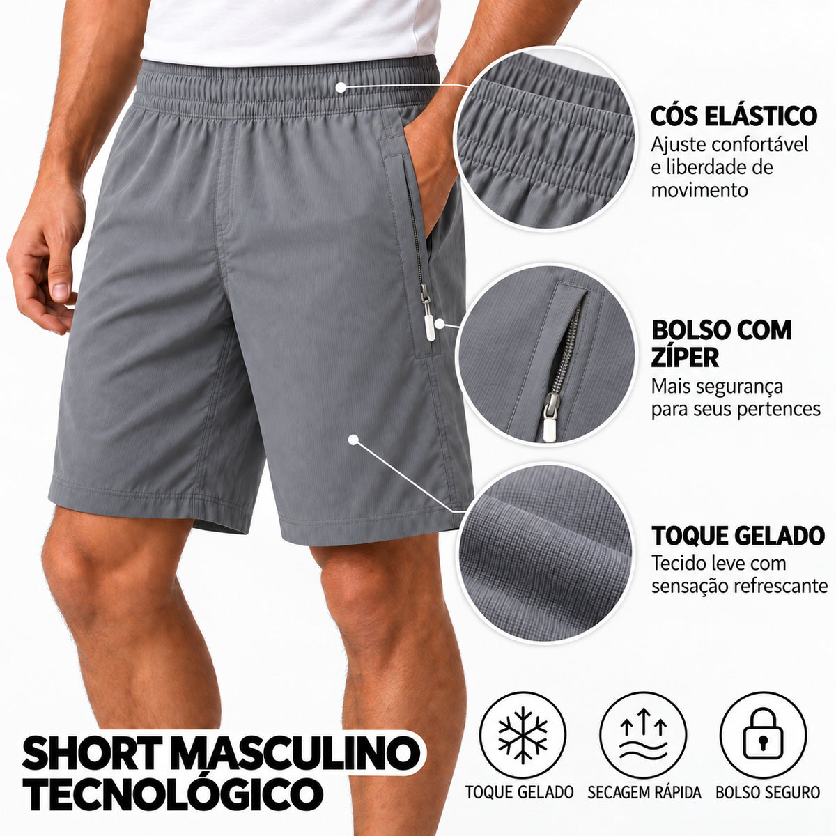 Kit 2 Shorts Masculinos em Tecido Tecnológico