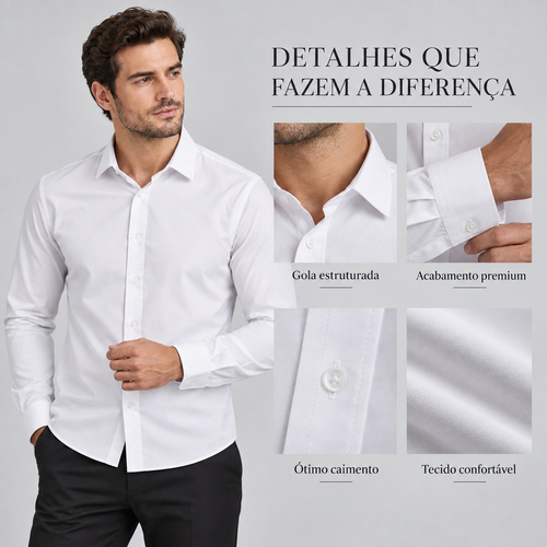 Camisa Social Masculina Manga Longa Premium