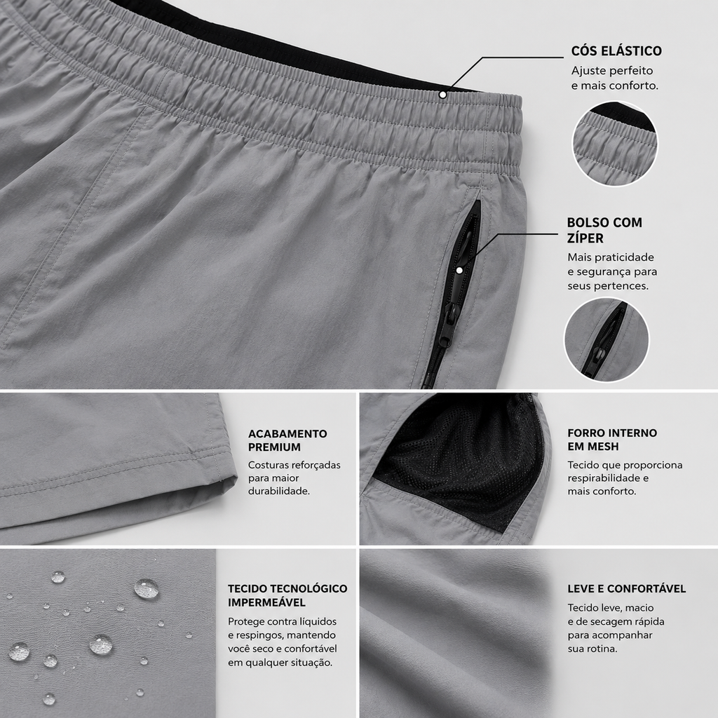 Short Masculino Tecnológico Impermeável