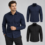 Kit 2 Camisas Sociais Masculinas Manga Longa Premium