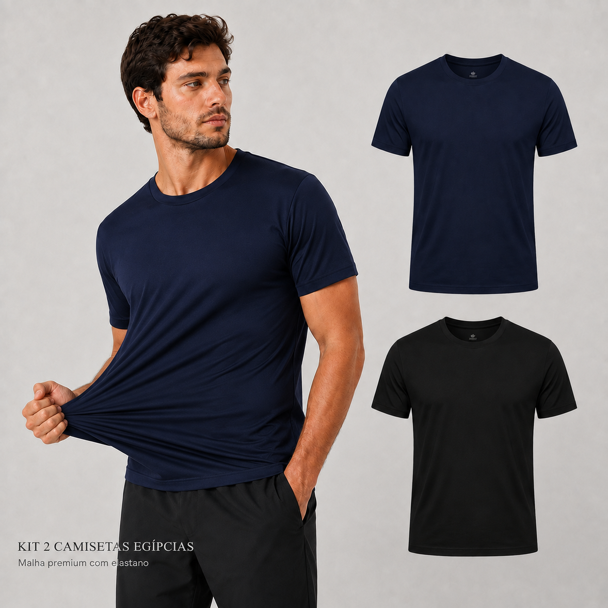 Kit 2 Camisetas Egípcias Masculina Premium