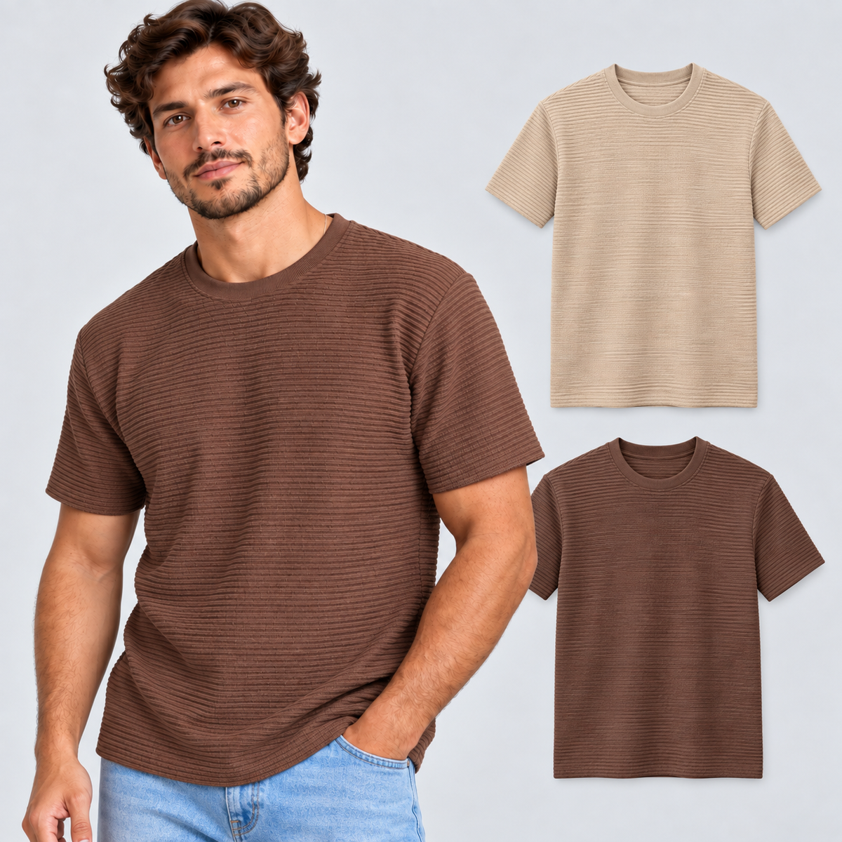 Kit 2 Camisetas Masculinas Texturizadas