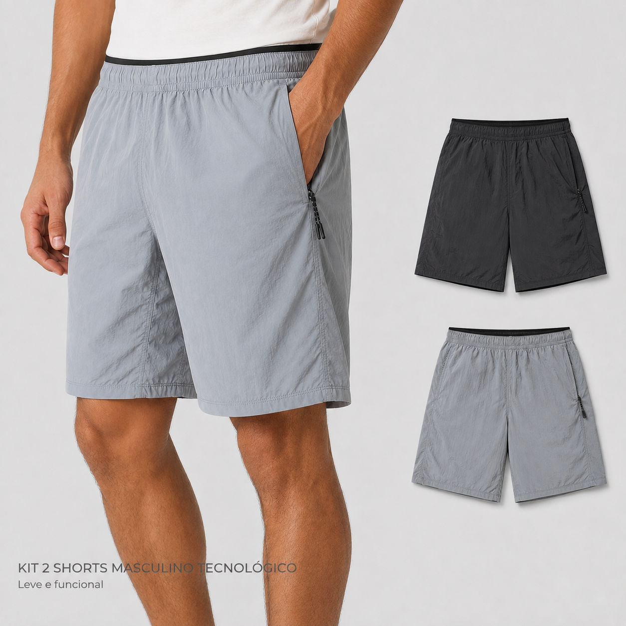 Kit 2 Shorts Masculino Tecnológico Impermeável