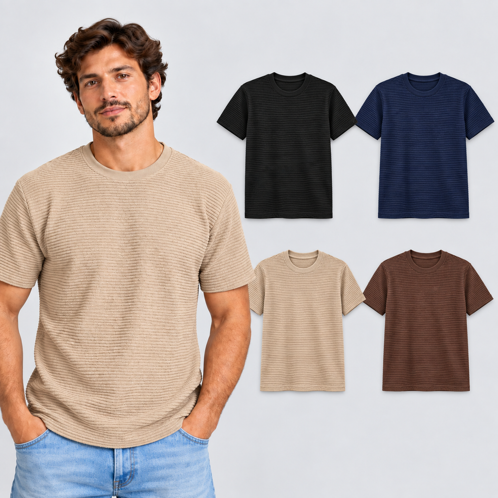 Kit 4 Camisetas Masculinas Texturizadas