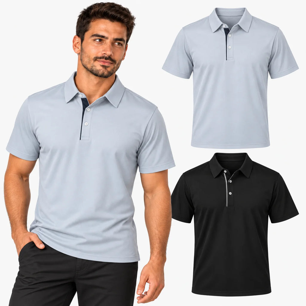 Kit 2 Camisas Polos Masculinas em Tecido Tecnológico