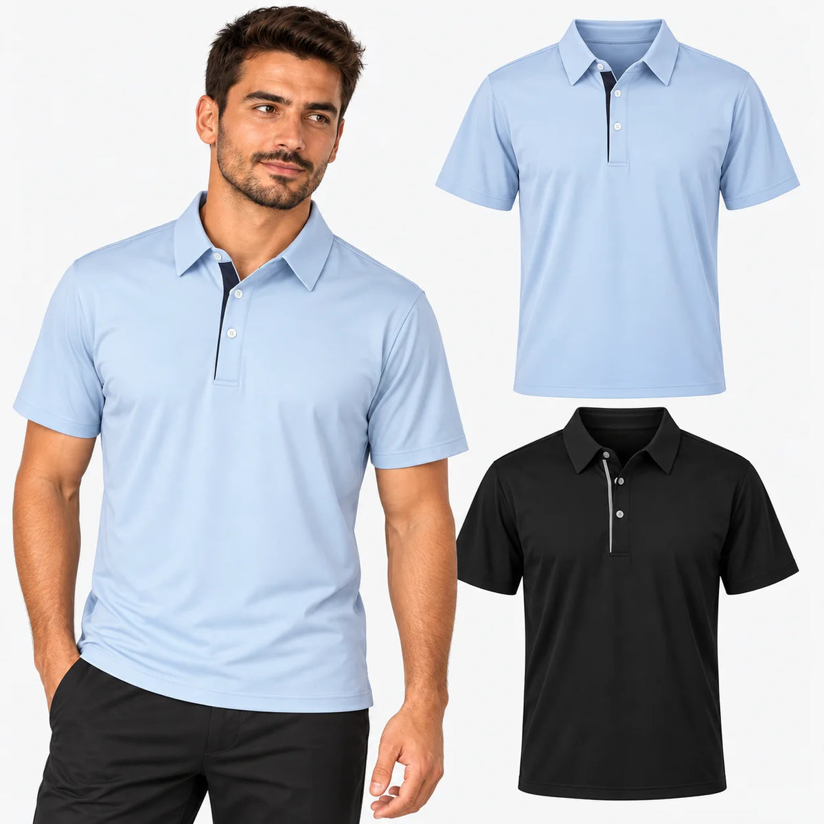 Kit 2 Camisas Polos Masculinas em Tecido Tecnológico