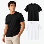 Kit 2 Camisetas Masculinas de Algodão 30.1 Penteado