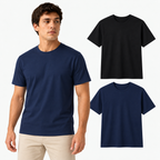 Kit 2 Camisetas Masculinas de Algodão 30.1 Penteado