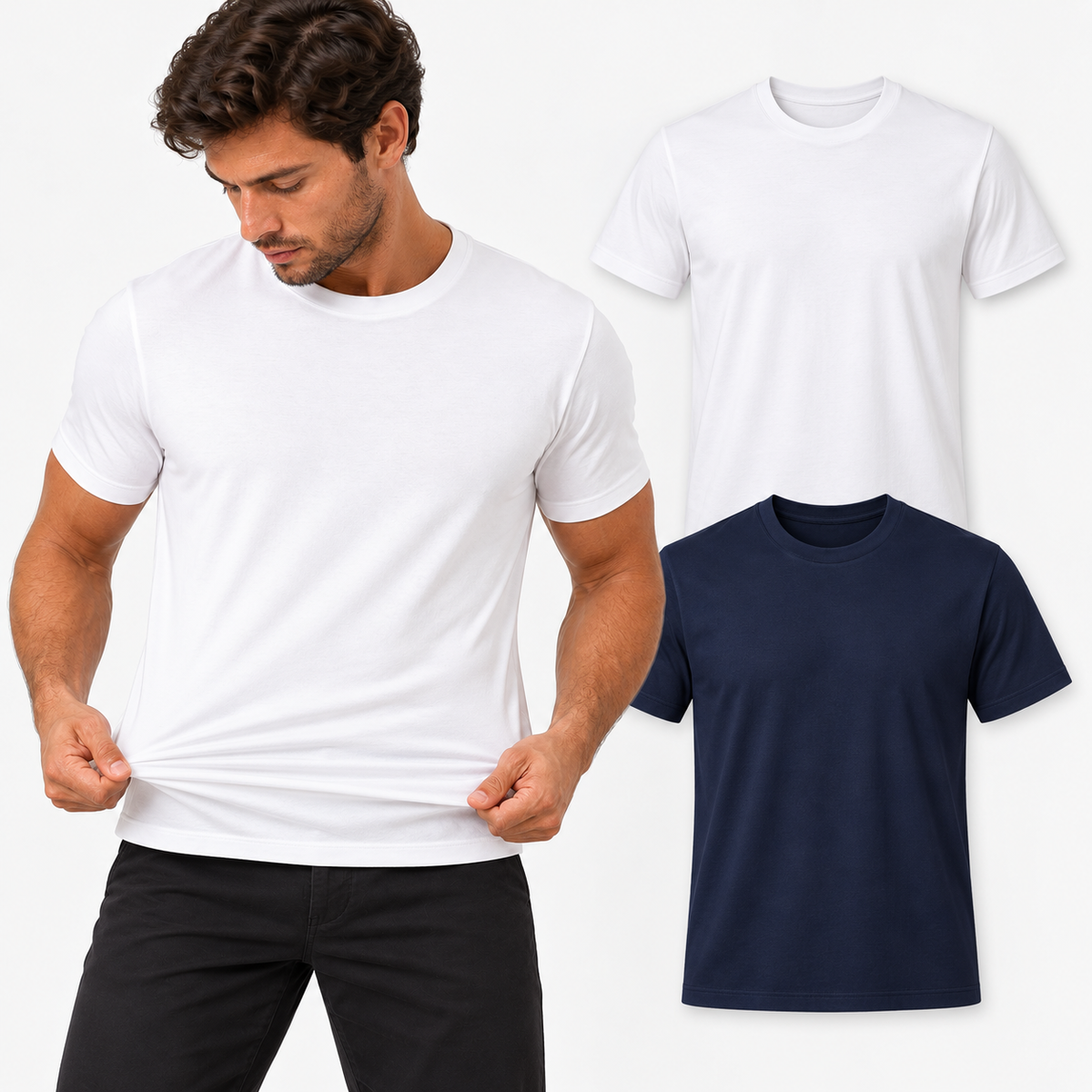 Kit 2 Camisetas Masculinas em Malha Egípcia Premium