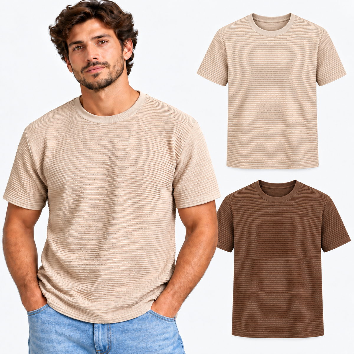 Kit 2 Camisetas Masculinas Texturizadas