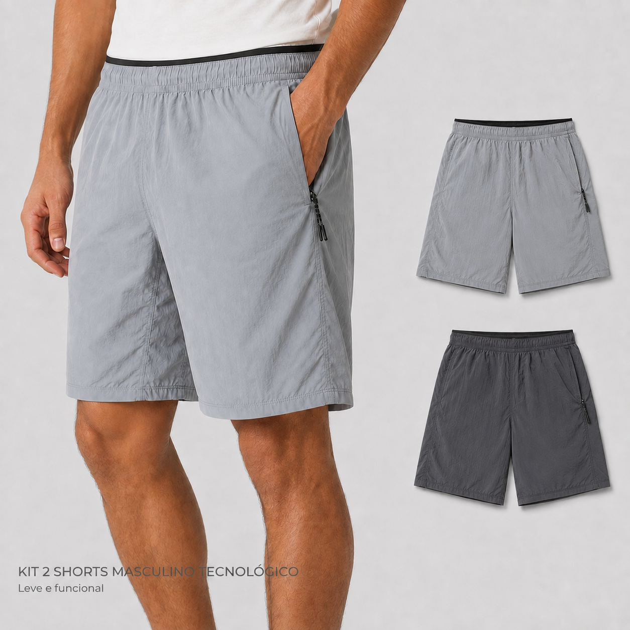 Kit 2 Shorts Masculino Tecnológico Impermeável