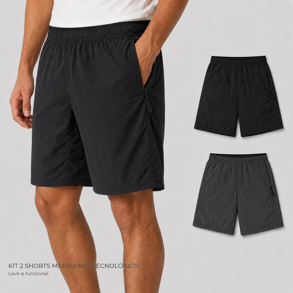 Kit 2 Shorts Masculino Tecnológico Impermeável