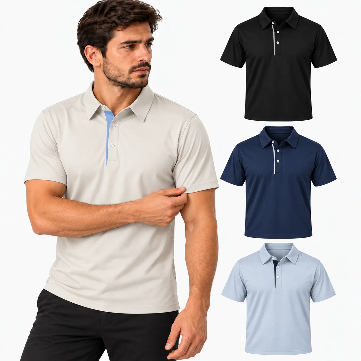 Kit 4 Camisas Polos Masculinas em Tecido Tecnológico